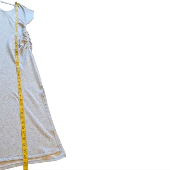 Daily Practice by Anthropologie V-Neck Midi Dress Light Grey Ruched Women's LG - Picture 3 of 16